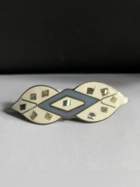 Vintage Mother Of Pearl Silver Hair Barrette